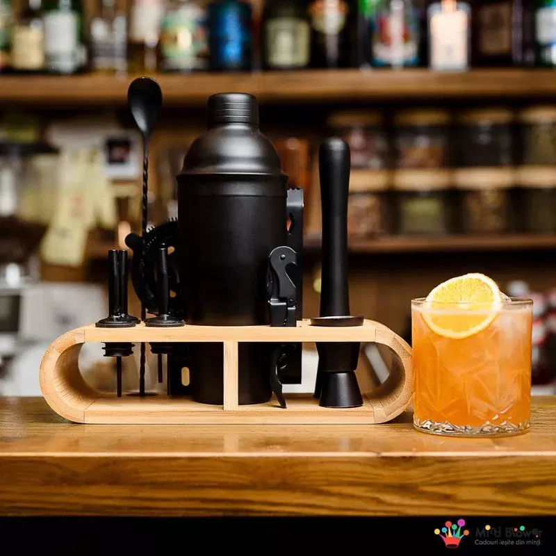 Set cadou Cocktail Shaker Mixology cu 11 accesorii 750ml Negru [10]