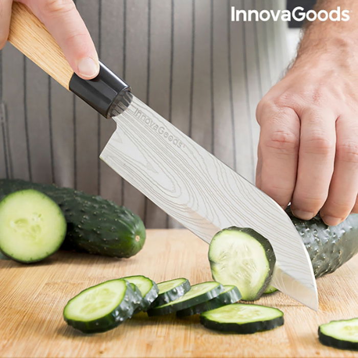 Set cadou cutite japoneze DAMASQ, cu manere din lemn [5]