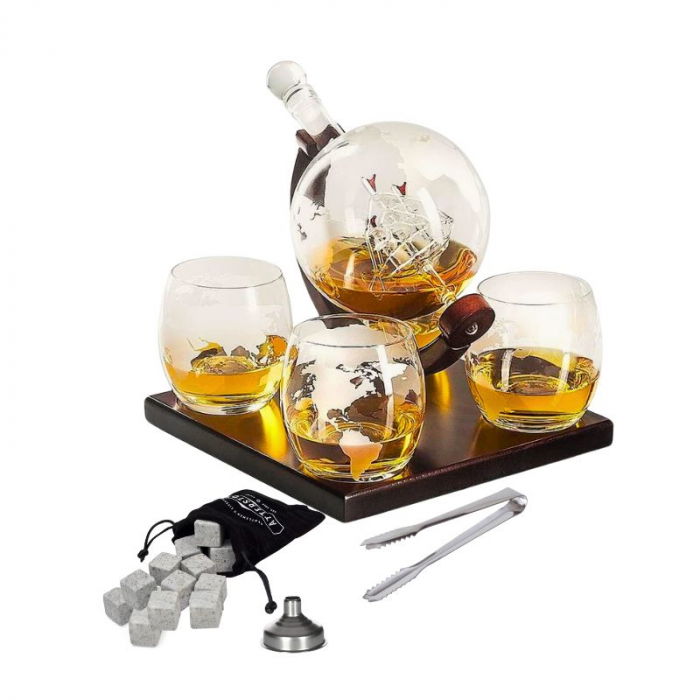 Set cadou decantor Glob Pamantesc cu 4 pahare Deluxe [31]