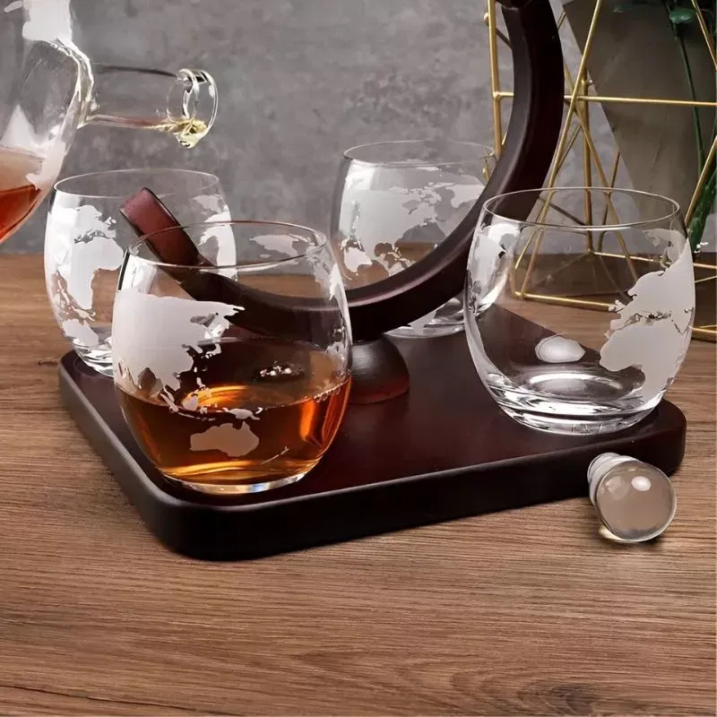 Set cadou decantor Glob Pamantesc cu 4 pahare Deluxe [6]