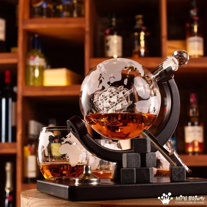 Set cadou decantor Glob Pamantesc cu 4 pahare Deluxe [4]