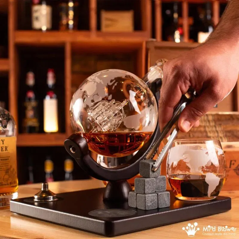 Set cadou decantor Glob Pamantesc cu 4 pahare Deluxe [3]