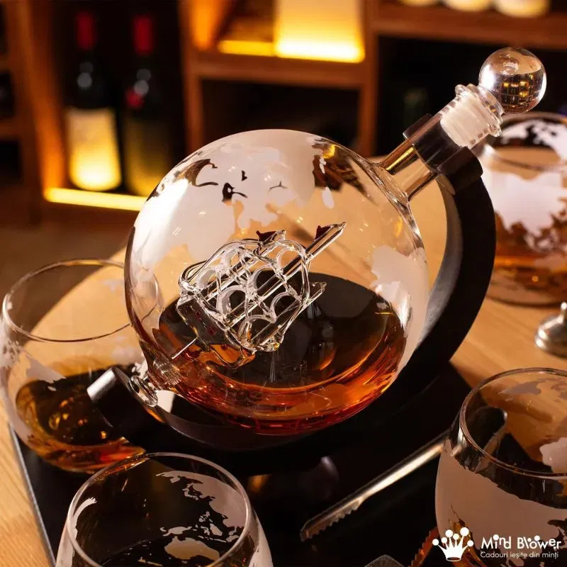 Set cadou decantor Glob Pamantesc cu 4 pahare Deluxe [2]