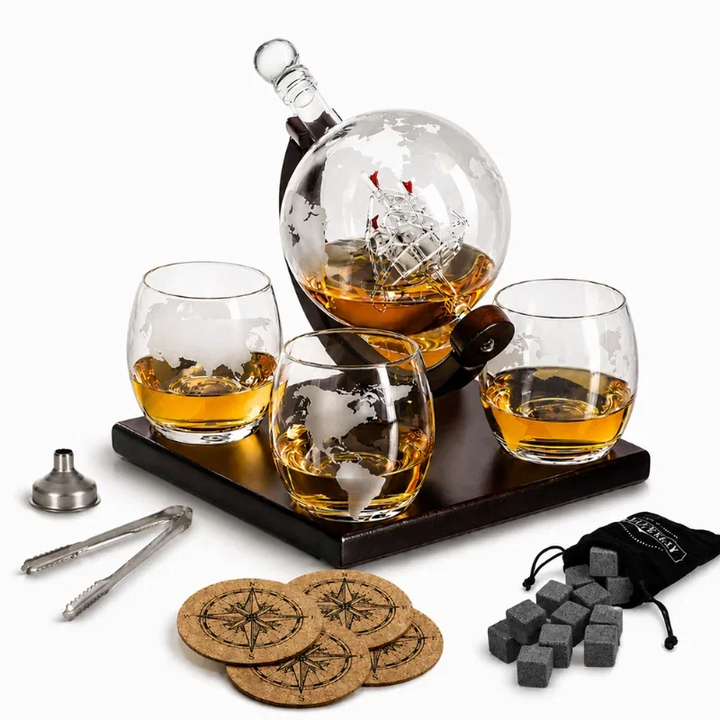 Set cadou decantor Glob Pamantesc cu 4 pahare Deluxe [32]
