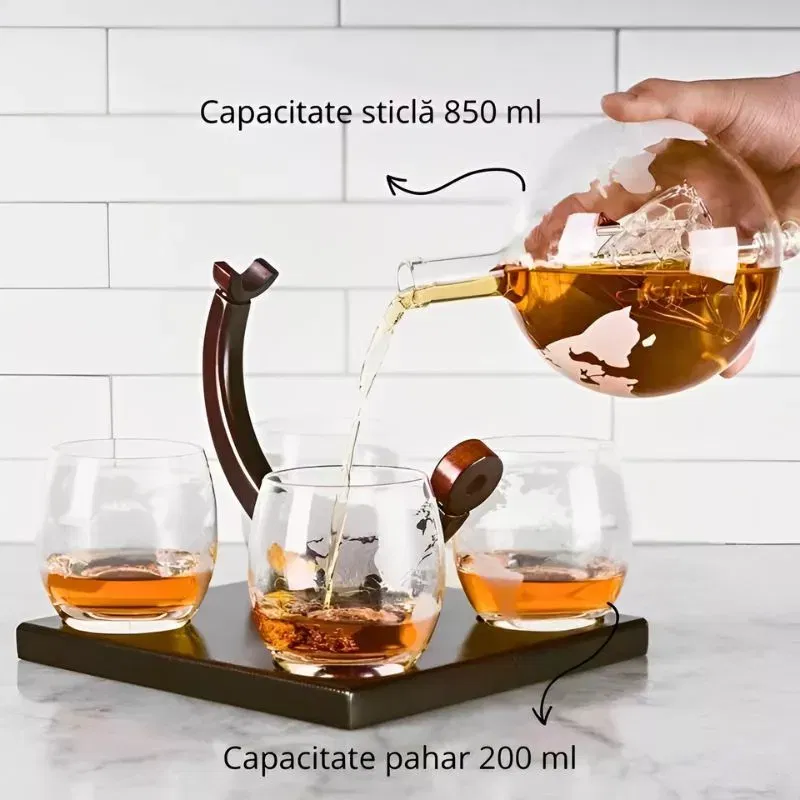 Set cadou decantor Glob Pamantesc cu 4 pahare Deluxe [24]