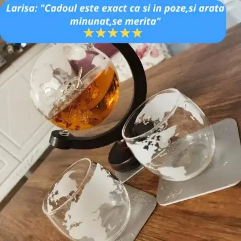 Set cadou decantor Glob Pamantesc cu doua pahare Deluxe [24]