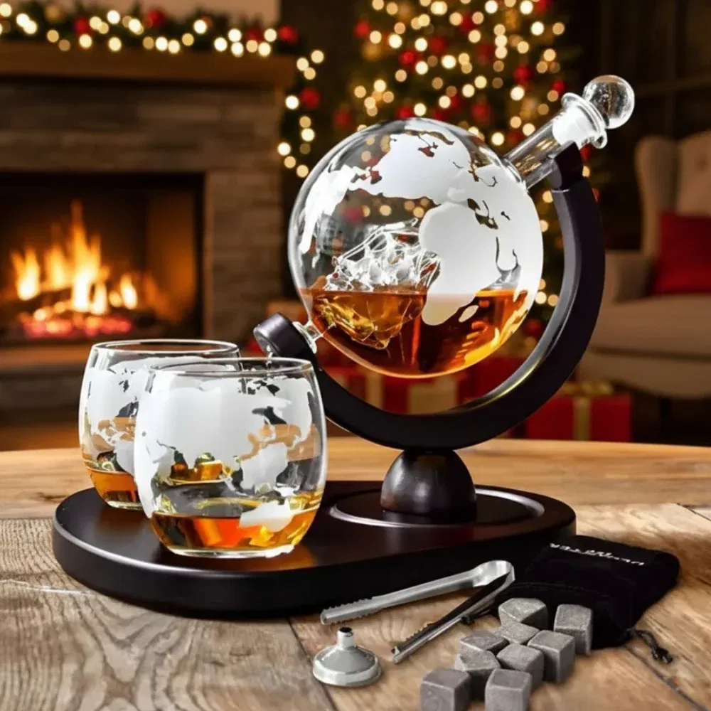 Set cadou decantor Glob Pamantesc cu doua pahare Deluxe [1]