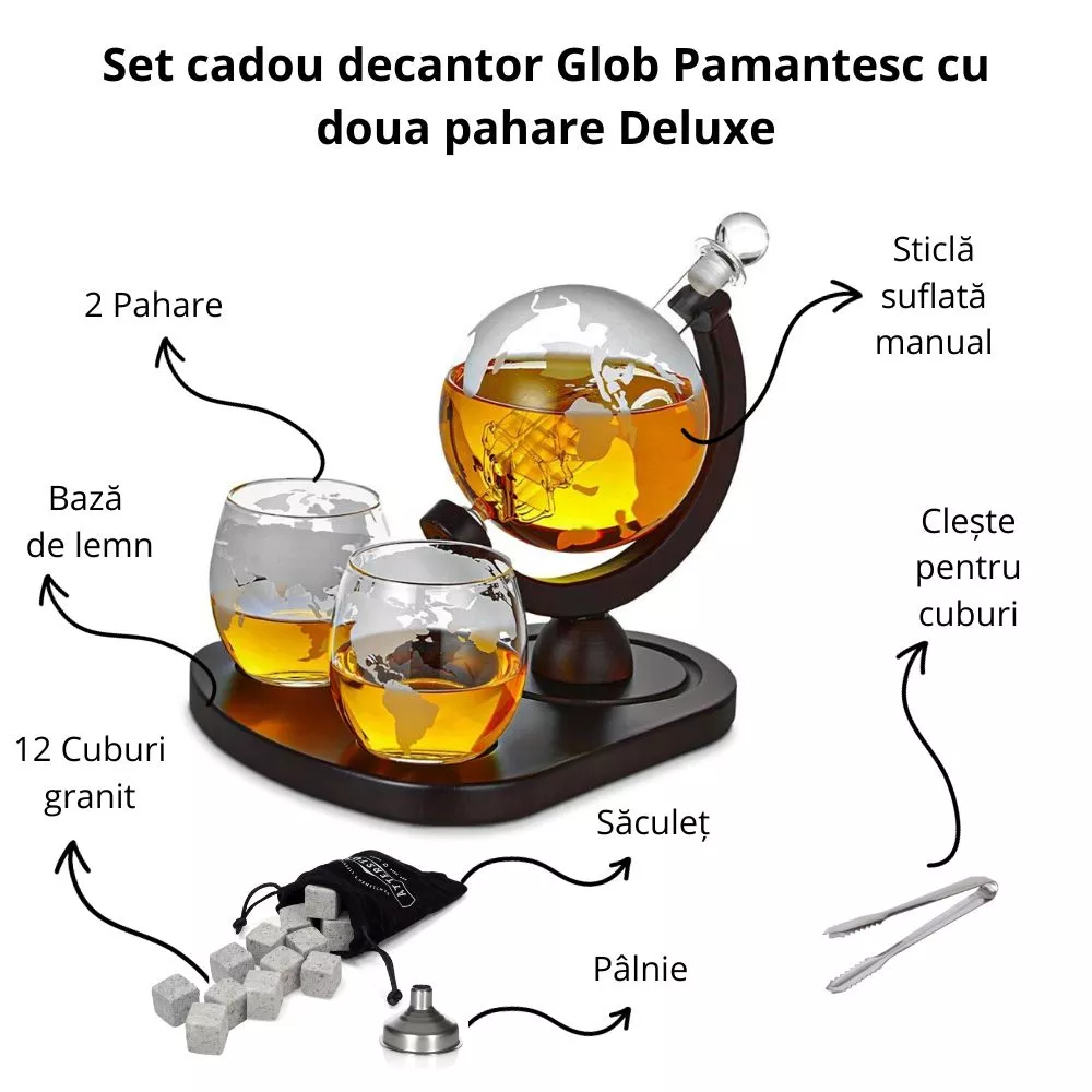 Set cadou decantor Glob Pamantesc cu doua pahare Deluxe [10]