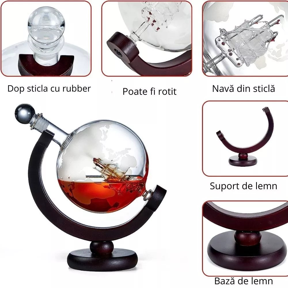 Set cadou decantor Glob Pamantesc cu doua pahare Epique [25]