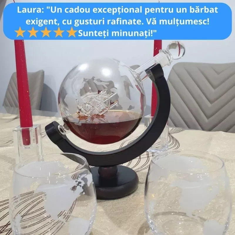 Set cadou decantor Glob Pamantesc cu doua pahare Epique [33]