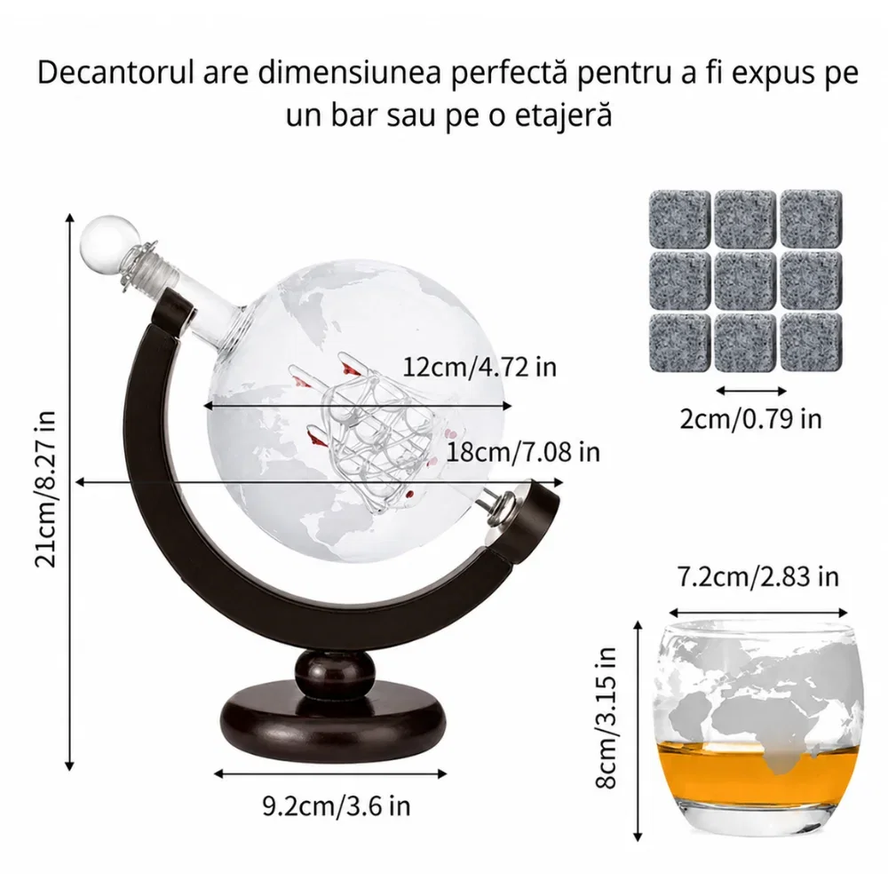 Set cadou decantor Glob Pamantesc cu doua pahare Epique [32]