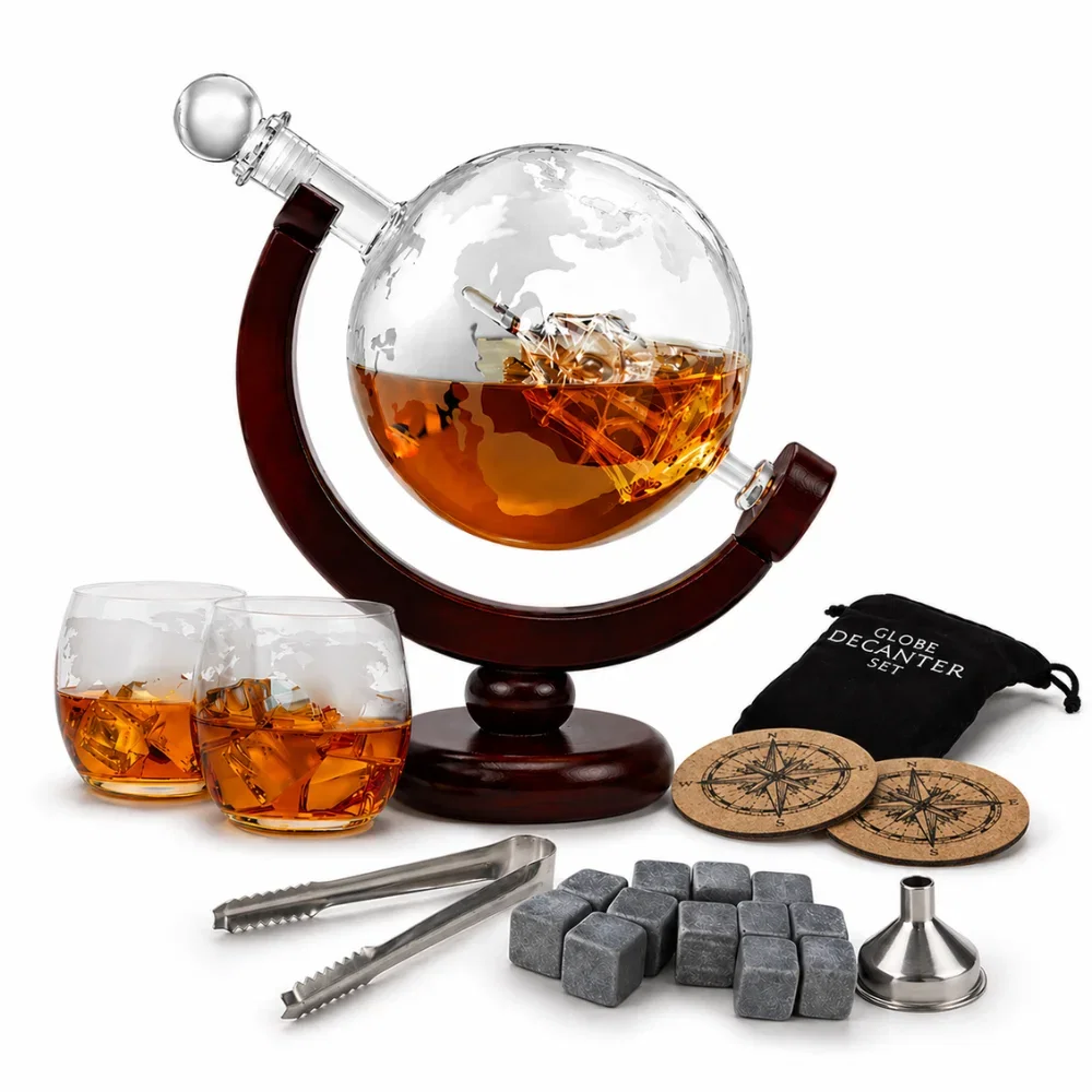 Set cadou decantor Glob Pamantesc cu doua pahare Epique [31]