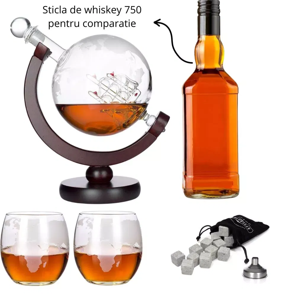 Set cadou decantor Glob Pamantesc cu doua pahare Epique [19]