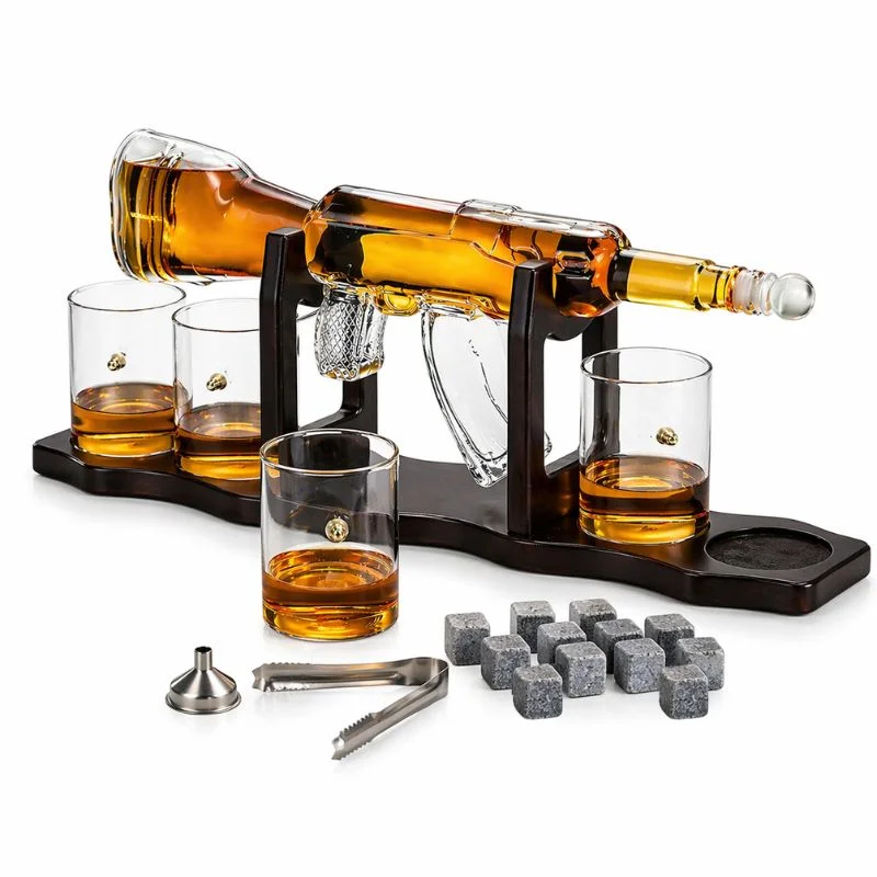 Set cadou Decantor Mitraliera AK47 si 4 pahare cu glont [9]