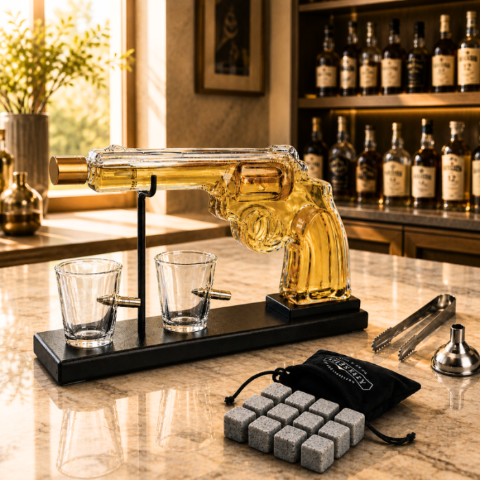 Set cadou decantor Pistol si 2 pahare cu glont [1]