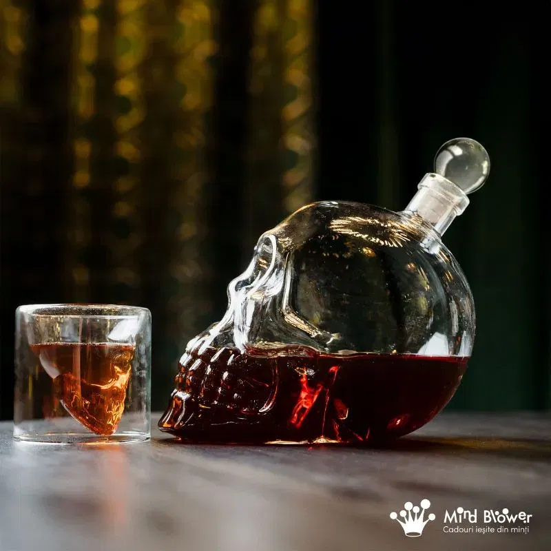 Set cadou Decantor sticla Craniu 1000ml cu 6 pahare Free Spirits [3]