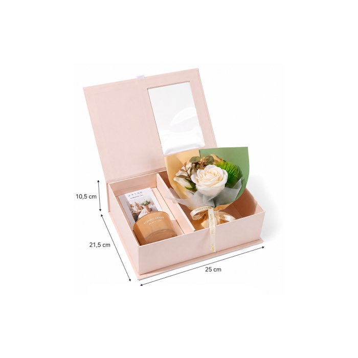 Set cadou femei cu flori din sapun si lumanare, Ivory Rose [12]