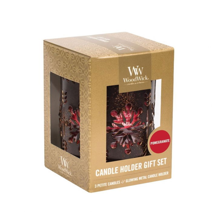 Set cadou lumanari parfumate WOODWICK Snowflakes & Pomegrade [4]