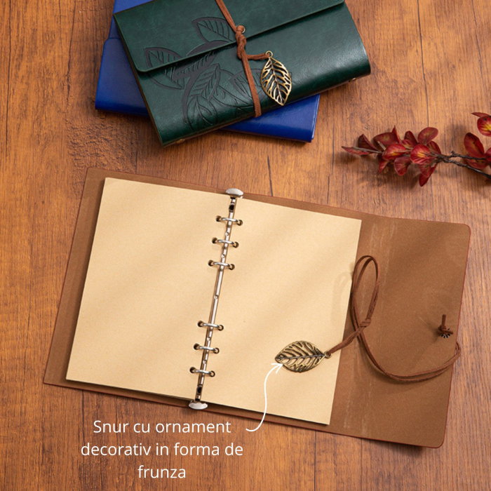 Set Cadou Vintage cu Jurnal si Pix, Albastru Regal [9]