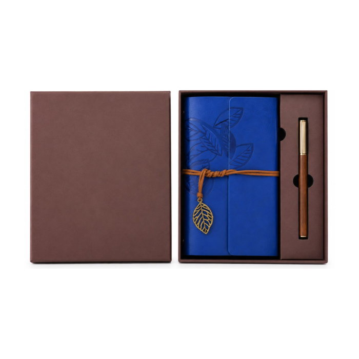 Set Cadou Vintage cu Jurnal si Pix, Albastru Regal [12]