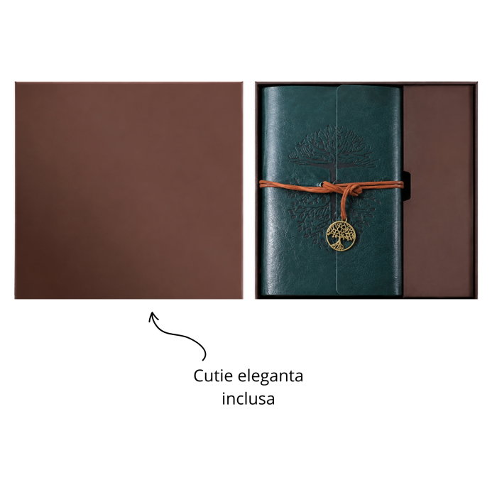 Set Cadou Vintage cu Jurnal si Pix, Copacul Vietii Verde [15]