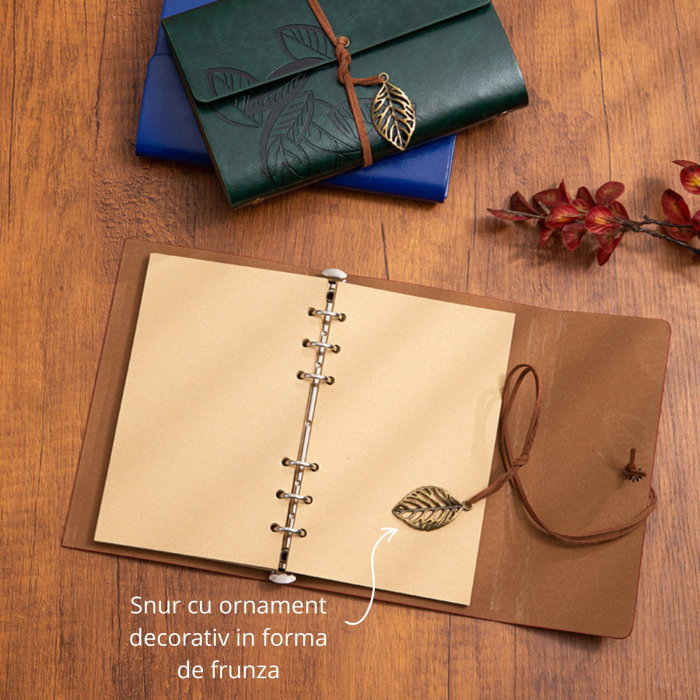 Set Cadou Vintage cu Jurnal si Pix, Maro Rustic [12]