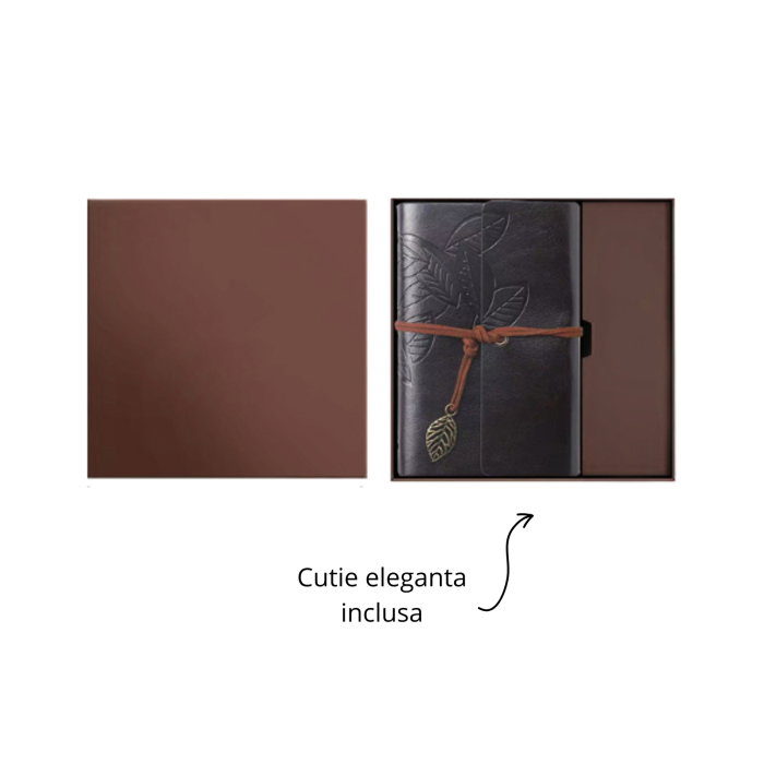 Set Cadou Vintage cu Jurnal si Pix, Negru Clasic [14]