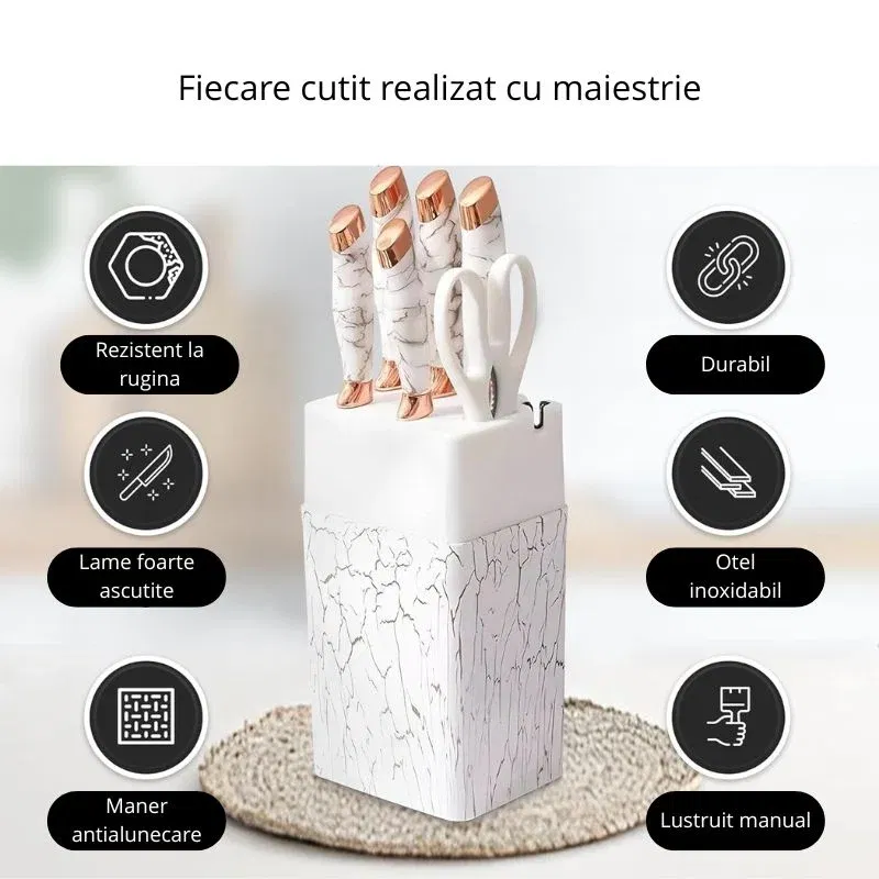 Set cutite inox cu suport elegant marmorat [10]