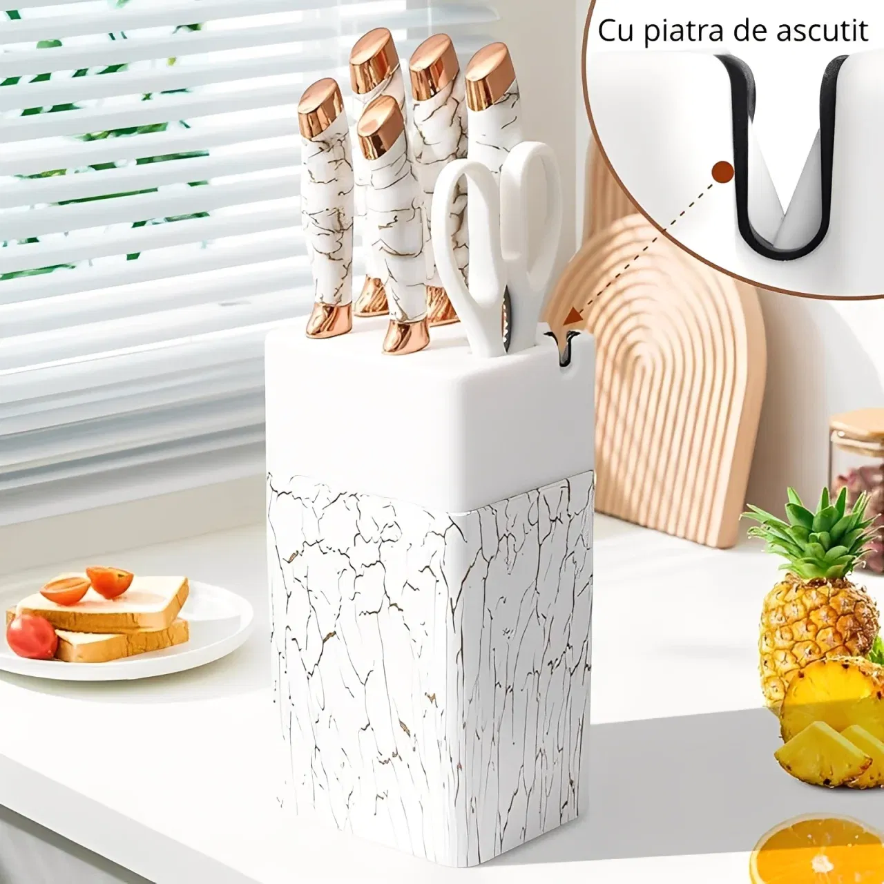 Set cutite inox cu suport elegant marmorat [9]