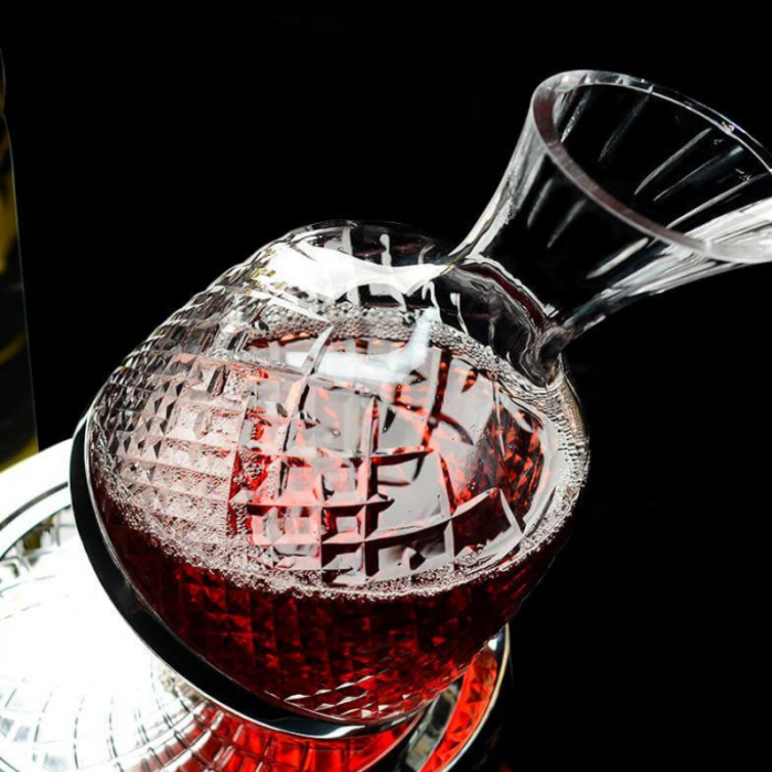 Set Decantor de bauturi Rotativ cu 2 pahare argintiu [8]