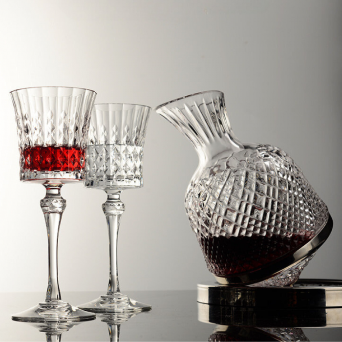 Set Decantor de bauturi Rotativ cu 2 pahare argintiu [2]