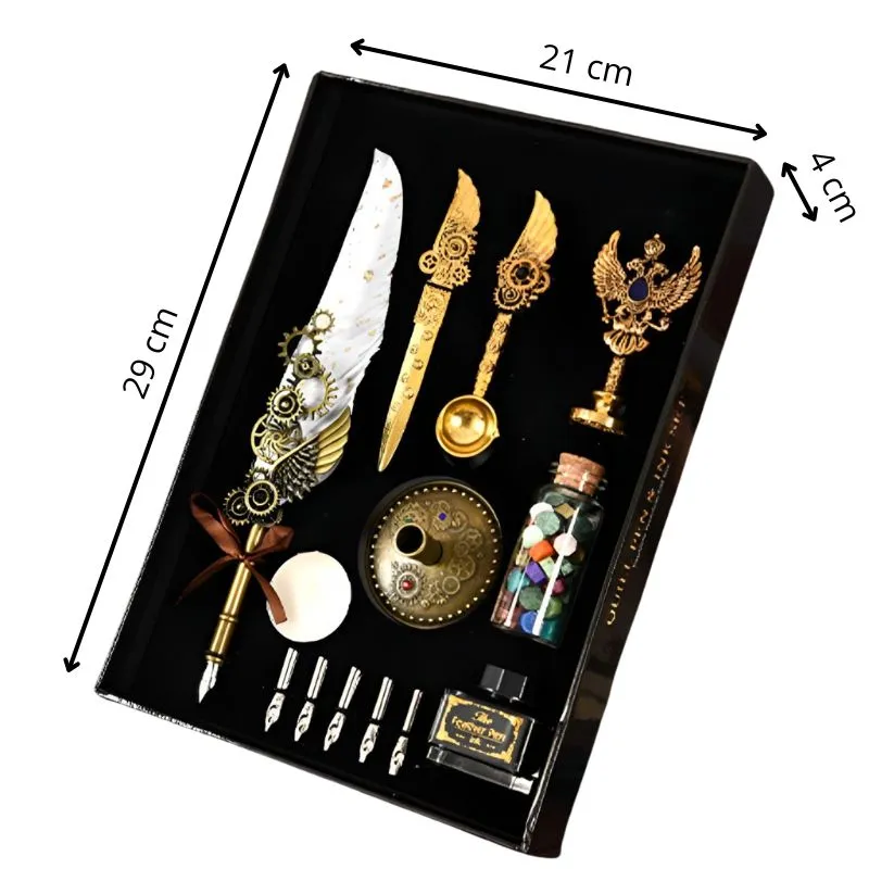 Set Elegant de scris cu Pana alba si Accesorii Vintage [11]