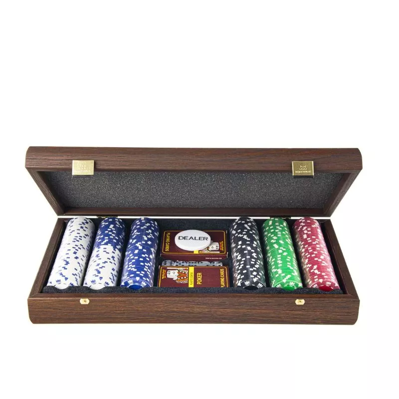 Set joc poker cu 300 jetoane in caseta din lemn Nuc 39x22cm [1]