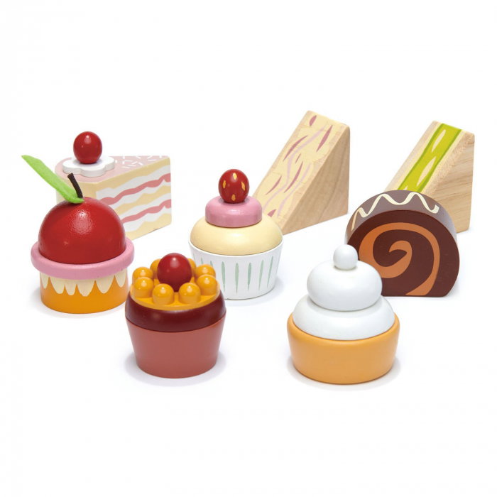 Set jucarii din lemn Stand cu prajiturele, Mini Chef, 9 piese [5]