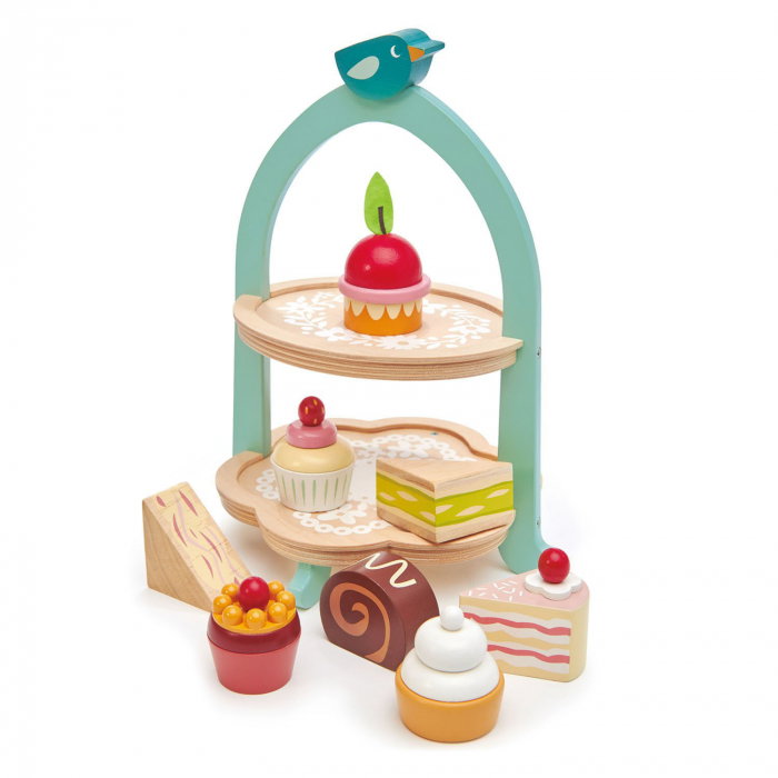 Set jucarii din lemn Stand cu prajiturele, Mini Chef, 9 piese [4]