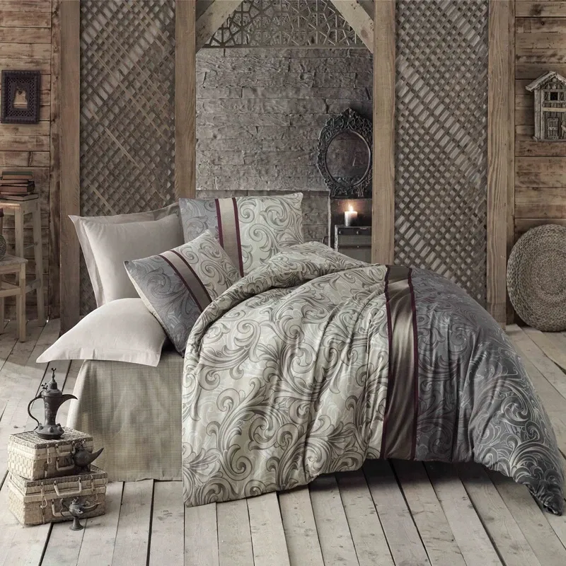 Set lenjerie Basilisk - Crem, 200x220 cm, 2 fete de perna, cearsaf [1]