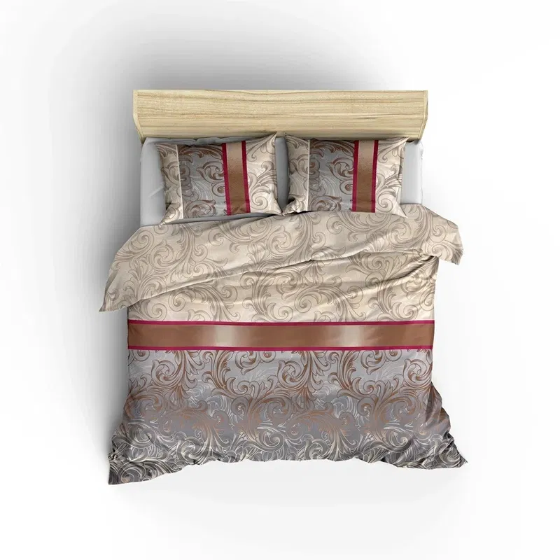 Set lenjerie Basilisk - Crem, 200x220 cm, 2 fete de perna, cearsaf [2]