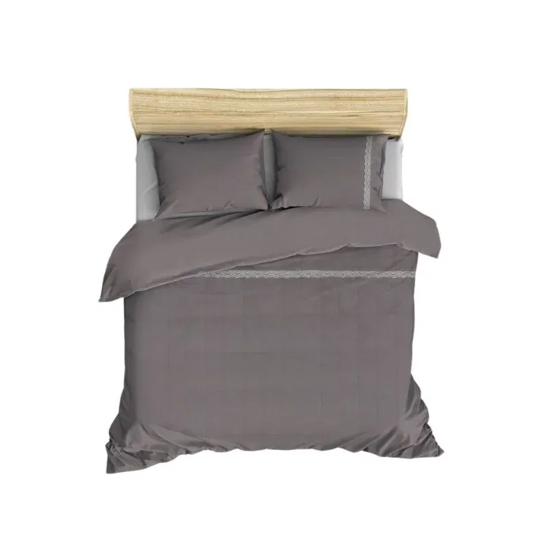 Set lenjerie bumbac jacquard Jasmin - Gri, 200x220 cm, 4 fete de perna [3]