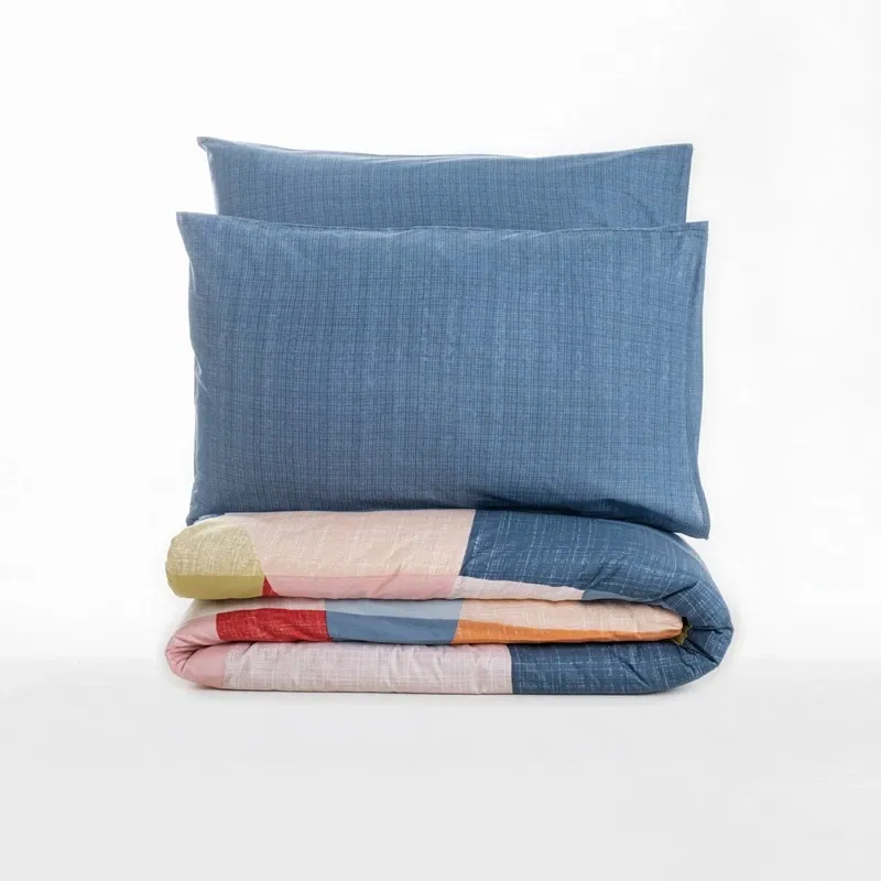 Set lenjerie bumbac ranforce Cosy - Albastru, 200x220 cm, 2 fete de perna, cearsaf [3]