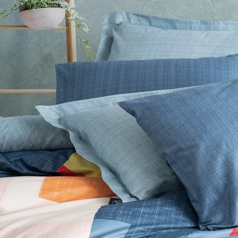 Set lenjerie bumbac ranforce Cosy - Albastru, 200x220 cm, 2 fete de perna, cearsaf [2]