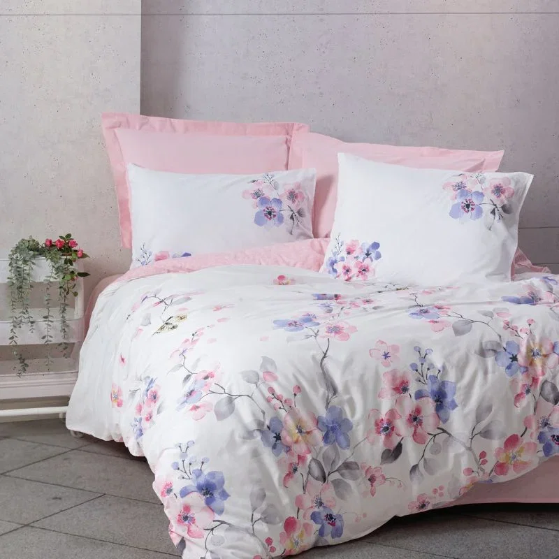 Set lenjerie bumbac ranforce Jayda - Roz, 200x220 cm, 2 fete de perna [1]