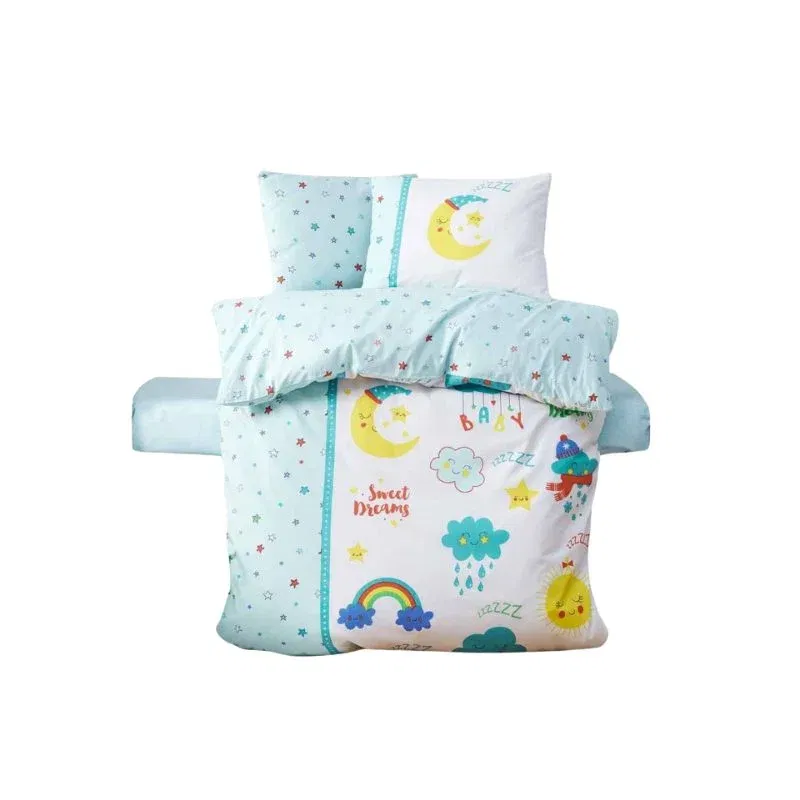 Set lenjerie de pat copii 100x150 cm, imprimeu vesel, pilota si cearsaf [2]