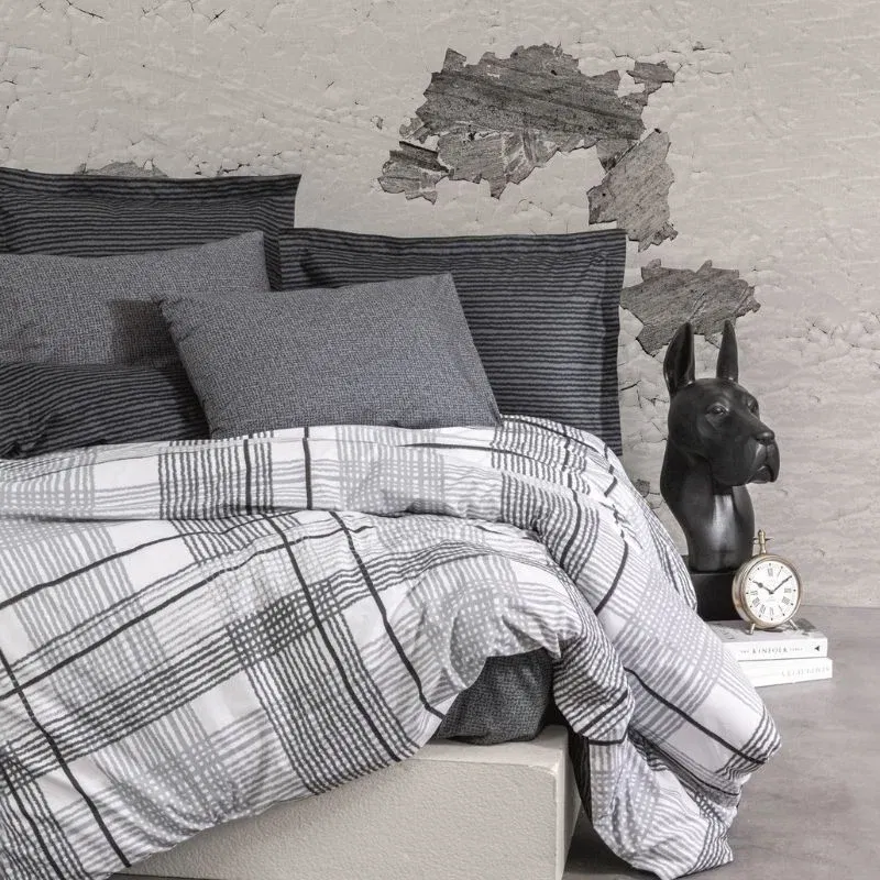 Set lenjerie de pat din bumbac, model modern in alb, gri si negru [1]