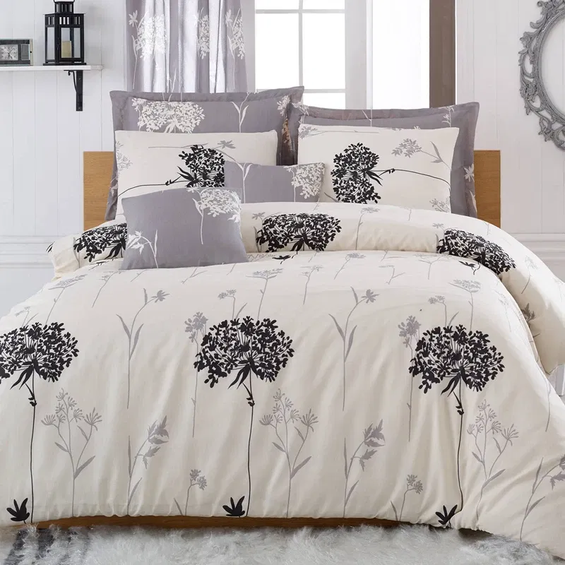 Set lenjerie Efil - Bej gri, 200x220 cm, 2 fete de perna [1]