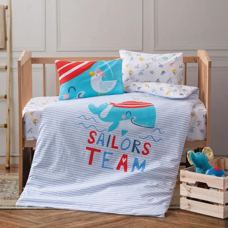 Set lenjerie pat copii Sailor - Blue, bumbac, 100x150 cm [1]