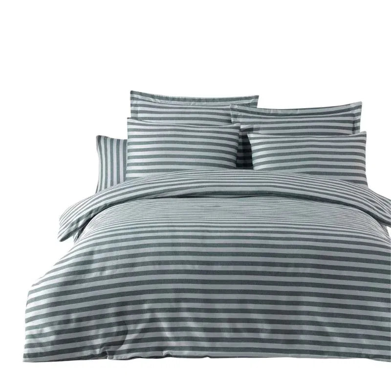 Set lenjerie pat dublu, imprimeu sofisticat cu dungi discrete [2]