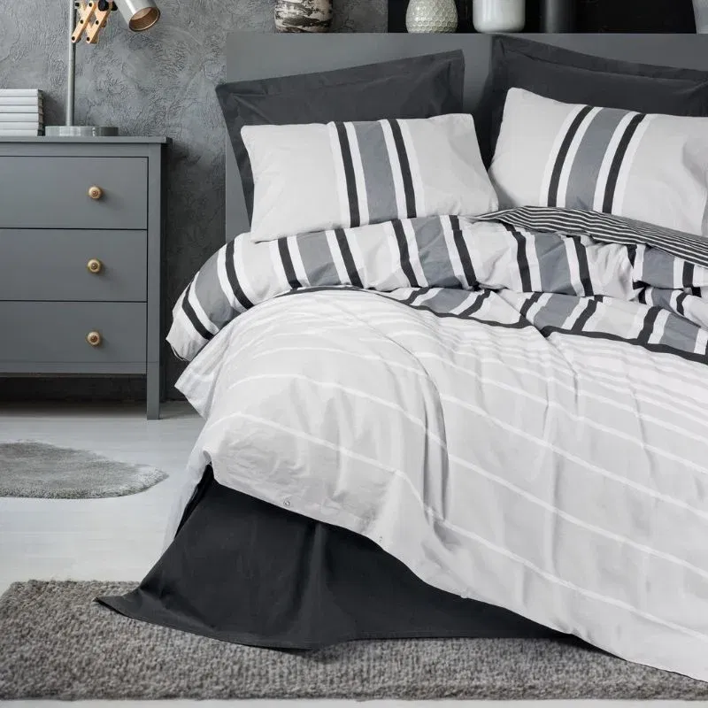 Set lenjerie pat dublu Nobby - Antracit, bumbac, 200x220 cm [1]