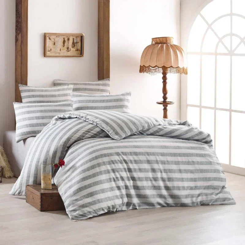 Set lenjerie pat Hook - Gri, 160x220 cm, 1 fata de perna [1]