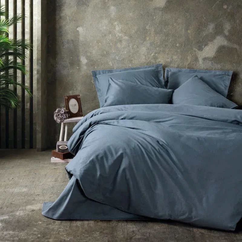 Set lenjerie pat o persoana Plain - Antracit, bumbac, 160x220 cm [1]