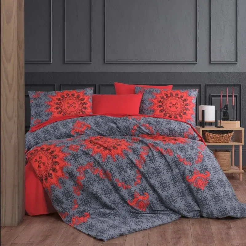 Set lenjerie pat o persoana Saltanat - Red, bumbac si poliester, 160x220 cm [1]